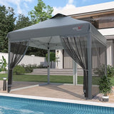 RELAX FIELD 10x10 Pop Up Canopy Tent with Mosquito Netting, Outdoor Portable Screen Tent for Yard, Party, Camping and Picnic, 3 Height Positions, Patio Gazebo with Roller Bag and 4 Sandbags RELAX FIELD
