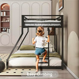 CFTEL Bunk Beds Twin Over Full Size, Metal Bunk Bed with Removable Ladder&Reinforced Guardrails for Kids&Adult, Bed Frame Twin Size (Black) CFTEL