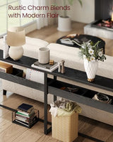 VASAGLE 2-Tier Entryway Table, Narrow Console Table, Semi-Open Compartments, 9.4 x 39.4 x 31.5 Inches, for Hallway, Living Room, Ebony Black and Ink Black ULNT091B01 VASAGLE