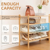 4 Tier Bamboo Shoe Rack Storage Organizer for Closet, Multifunctional Stackable Free Standing Shoe Shelf Organizer for Small Space,Entryway,Hallway,Bathroom 27"x11"x26"(Natural, 4 Tier) Buymoth