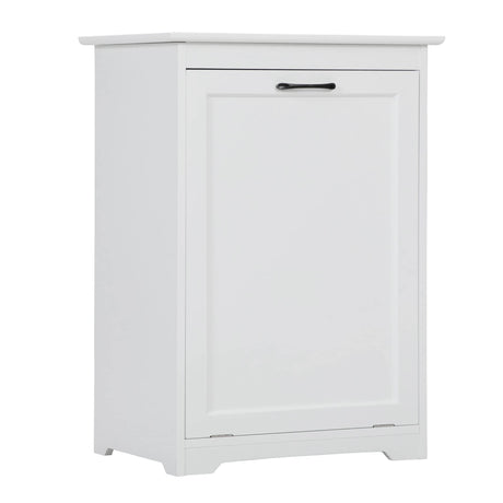 Sardoxx Wooden Tilt Out Trash Cabinet Kitchen Trash Can Rack Garbage Recycling Bucket Kitchen Cabinet, Hidden Garbage Cabinet with Angle Adjustable Door, Holds 13 Gallons, White Sardoxx
