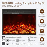 TRONLEE 40" H Electric Fireplace with Mantel, LED Flame Effect,4800 BTU Heating Small to Medium Spaces 60-99°F,Overheat Protection,Remote Control,Freestanding (Off White) TRONLEE