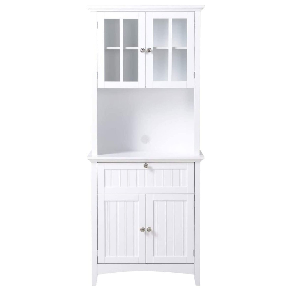 American Furniture Classics OS Buffet and Hutch with Framed Glass Doors and Drawer, Large, White American Furniture Classics