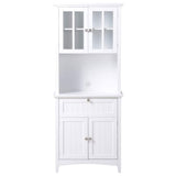 American Furniture Classics OS Buffet and Hutch with Framed Glass Doors and Drawer, Large, White American Furniture Classics