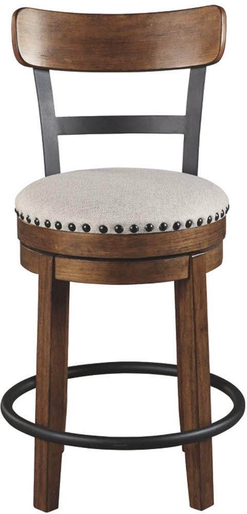 Signature Design by Ashley Valebeck Rustic Farmhouse 24.5” Counter Height Swivel Bar Stool, Brown Signature Design by Ashley