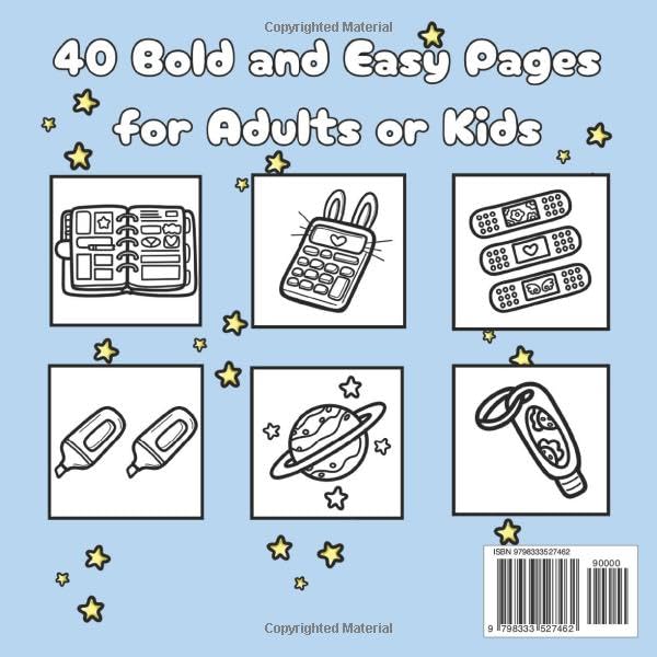 Back to School: Bold and Easy Coloring Book for Adults or Kids (Bold and Easy Coloring Books) WoodArtSupply