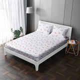 MUSOLEI Unicorn Fitted Sheet Set Full Girls Rainbow Star Sheet Pink Flower Bedding Set 1 Deep Pocket Fitted Sheet with 2 Pillowcases Multi-Colour Girls Kids Teenagers Gift Queen MUSOLEI