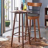 COSTWAY Bar Stools Set of 2, 360-Degree Swivel Stools with Leather Padded Seat, Single Slat Ladder Back & Solid Rubber Wood Legs, Bar Height Stools for Pub, Restaurant, Kitchen, Brown (2, 30.5) COSTWAY