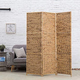 MyGift Handwoven Seagrass 3 Panel Room Divider Screen with Wood Frame, 6FT Folding Partition Room Divider, Brown 57.25''W x 70''H MyGift