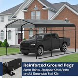 Xilingol Metal Carport, Heavy Duty Carport Canopy with Galvanized Steel Frame and Roof, Outdoor Storage Shed, Car Tent Garage Shelter for Pickup, Truck, Boat and Tractor (10x15 FT Black) Xilingol