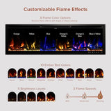 Modern Ember Aerus 60 Inch Smart Linear Electric Fireplace | Recessed in-Wall or Wall-Mount | LED Multiple Flame Colors | Alexa/WiFi Enabled | 5.75” Profile | Remote Included Modern Ember