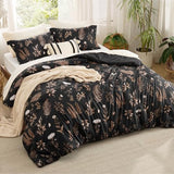 Bedsure Comforter Set Twin/Twin XL Size - Cute Floral Comforter, Black Bedding Comforter Sets, 1 Soft Reversible Botanical Flowers Comforter and 1 Pillow Sham Bedsure