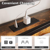 VINGLI Queen Bed Frame with 4 Storage Drawers and Headboard, Metal Platform Panel Bed with Charging Station and RGB LED Lights, No Box Spring Needed, Noise Free, Easy Assembly, Vintage Brown VINGLI