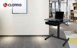 CLATINA Height Adjustable Work Table with Drawer Mobile Laptop Standing Desk Portable Small Teacher Podium with Lockable Wheels Cart Computer Overbed Table for Home Office Classroom Medical, Black CLATINA