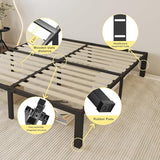 ROIL 18 inch Twin Size Bed Frames with Wide Wood Slats - 3500lbs Heavy Duty No Box Spring Needed Platform, Mattress Stoppers Single Metal Noise Free, Headboard Hole Underneath Storage ROIL