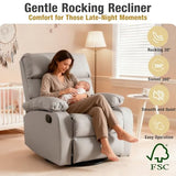 GNMLP2020 Swivel Rocker Recliner, Rocking Recliner Chair, Small Rocker Recliners for Small Spaces, Living Room, Bedroom, Nursery, RV, Light Grey