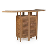 TITAN GREAT OUTDOORS Ash & Ember Grade A Teak Folding Bar Table, Two Tier Cabinet with Folding Panels, Indoor Outdoor Solid Wood Patio Furniture, Tightly Spaced Slats, Weather Resistant Bar Furniture TITAN GREAT OUTDOORS