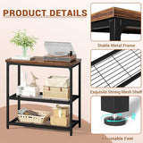 Besiost 32" Small Console Table with Storage, 3-Tier Industrial Narrow Entryway Table with Mesh Shelves, Sofa Table Behind Couch for Hallway Foyer Living Room, Sturdy Metal Frame, Rustic Brown Besiost