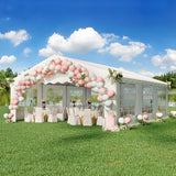 EROMMY 20x20ft Party Tent, Heavy Duty Large Wedding Canopy Outdoor Carport with 6 Removable Sidewalls, 2 Roll-up Doors, 2 Storage Bags, Gazebo Shelter Tent for Party Event Commercials, White EROMMY