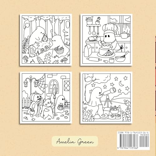 Spooky Cozy: Cute & Simple Coloring Book for Adults and Teens Featuring Adorable Characters, Creepy Creatures and Cozy Hygge Scenes for Relaxation WoodArtSupply