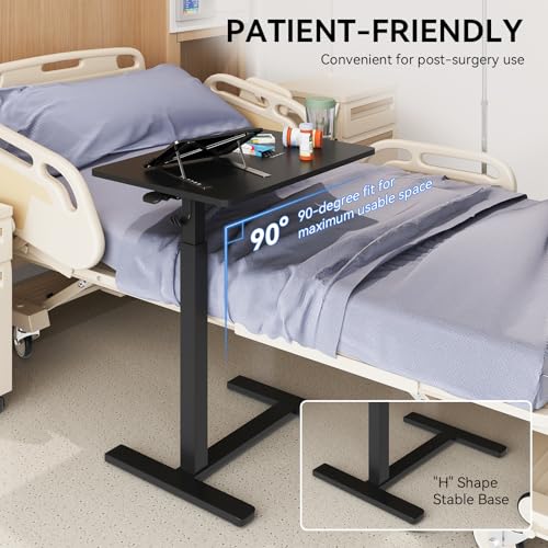 Gamork C Shaped 17.8 * 22.5 inch Mobile Standing Desk,Pneumatic Adjustable Height Stand Up Desk,Ergonomic Standing Side Table for Home Office Work Computer Desk Workstation,Black Gamork