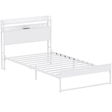 Elephance Twin Bed Frames with Charging Station and Storage Headboard, No Box Spring Needed, Noise Free, Easy Assembly Elephance