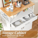 Shintenchi Kitchen Buffet Cabinet with Adjustable Shelf, Modern Kitchen Storage Cabinet,Farmhouse Coffee Bar Cabinet（White） Shintenchi