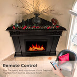 R.W.FLAME 43” Corner Electric Fireplace Mantel Wooden Surround Firebox, TV Stand with Freestanding Electric Fireplace, Remote Control, Adjustable Led Flame, 750W/1500W Black R.W.FLAME