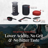 AeroPress Go Travel Coffee Press Kit - 3 in 1 brew method combines French Press, Pourover, Espresso - Full bodied coffee without grit or bitterness - Small portable coffee maker for camping & travel AeroPress