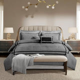 Wonderful Hotel Comforter Set Queen Size 8 Piece Bedding Set Grey Luxury Hydro-Brushed Modern Bedding Comforter Set with Sheet, Fitted Sheet, Pillow Shams, Decorative Pillow for All Season Wonderful