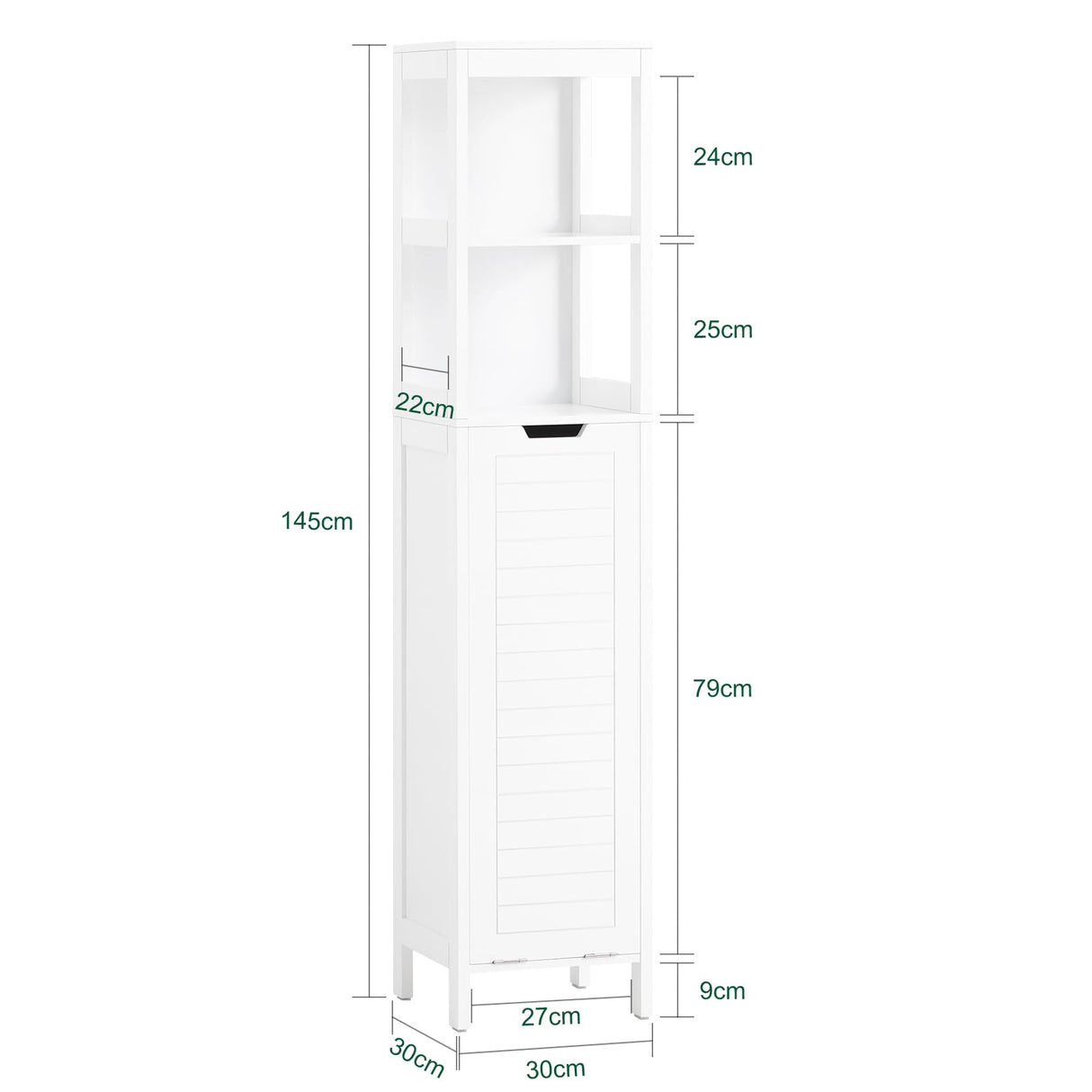 SoBuy Bathroom Slim Tall Cabinet with Removable Laundry Hamper Cupboard Storage Unit Tilt-Out Chest with Shelf, White BZR123-W SoBuy