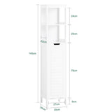 SoBuy Bathroom Slim Tall Cabinet with Removable Laundry Hamper Cupboard Storage Unit Tilt-Out Chest with Shelf, White BZR123-W SoBuy