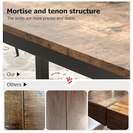 dainslef 71 Inch Industrial Dining Table, Large Rectangle Kitchen Table with Metal Legs, Round Corners, Wooden Conference Tables Writing Desk for Dining Room, Living Room, Retro Brown dainslef
