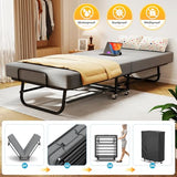 SADENICEL Folding Bed with Mattress for Adults, Portable Foldable Roll Away Bed on Wheels, Memory Foam Mattress and Metal Frame, Space Saving Fold Up for Easy Storage, 75" x 31" SADENICEL