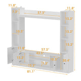 TAMUNE Entertainment Center with Bookshelves Modern Media Center with Open Shelves & Bridge TV Wall Unit with Doors, for Living Room White (81.1”W x 11.8”D x 70.9”H) TAMUNE