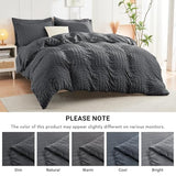 HYMOKEGE Queen Comforter Set Seersucker 7 Pieces, All Season Luxury Bed in a Bag for Bedroom, Bedding Set with Comforters, Sheets, Pillowcases & Shams, Dark Grey HYMOKEGE