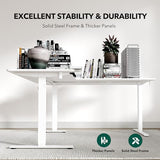 Cubiker L Shaped Standing Desk - 63 x 55 Inch Electric Adjustable Height Corner Standing Desk, Ergonomic Sit Stand Up Table with 3 Memory Buttons, Splice Board for Home Office, White Cubiker