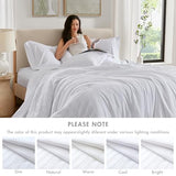 Madison Park Essentials Striped Comforter Set Twin XL, 5 Pieces Modern Minimalist Jacquard Bedding Set for All Season, Bed in A Bag with Sheet Set and Soft Brushed Reverse, Lightweight White Madison Park Essentials