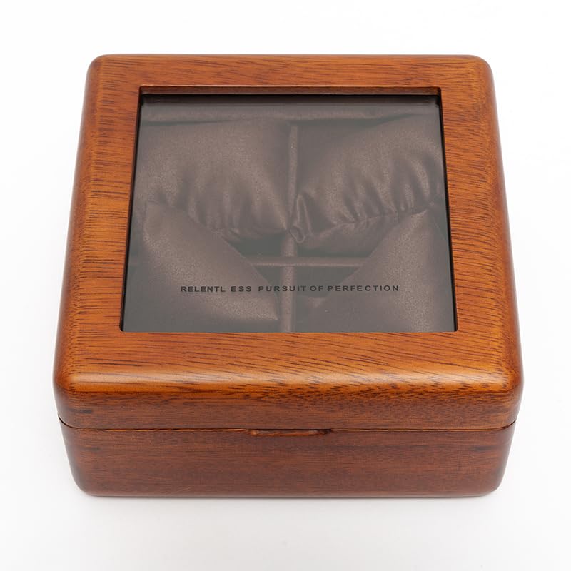 LIBOLXSP Watch Box for Men,4 Slot Wooden Watch Case with Glass Lid, Watch Holder Storage Organizer for Men's Watch Display Watch Travel Case LIBOLXSP