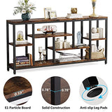 Tribesigns Console Sofa Table, 70.9 inch Extra Long Table Behind Couch with Storage Shelves, 3-Tier Industrial Narrow Entryway Hallway Accent Table for Living Room, Rustic Brown Tribesigns