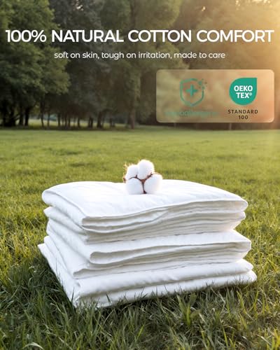 FAUNNA 100% Cotton Duvet Cover, Hypoallergenic Bed Bug Proof White Minimalist Comforter Cover Zipper,Featuring Antimicrobial Product Protection for Enhanced Freshness Breathable Duvet Protector(Full) FAUNNA