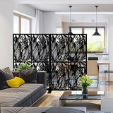 Fulocseny Metal Privacy Screens 72" H Outdoor and Indoor Leaf Pattern Room Divider Privacy Screens Panels for Living Room Balcony Patio Garden (Black Fulocseny