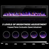 OFIKA Electric Fireplace Inserts Ultra-Thin Freestanding 750/1500W Electric Fireplace Heater Wall Mounted or Recessed Fireplace Electric with Adjustable Multicolor Flame,Timer (72 inch) OFIKA