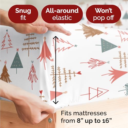 Queen Christmas Tree Sheet Set - Holiday Xmas Pattern Bedding Set - Deep Pockets - Snug Fit - 4 Piece - Wrinkle Free & Easy Care - Comfy Festive Winter - Holiday Sheets for Women, Men, Kids & Teens CGK Unlimited