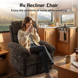 Korser Recliner Chair, Swivel Rocker Recliner Chair for Adults, Small Recliners for Small Spaces, Upholstered Manual Recliner with Side Pockets, Nursery Rocking Chair for Living Room, Chenille, Brown