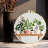 Embroidery Kit for Beginners & Adults,Green Plant Pattern Embroidery Kit Include Embroidery Cloth Hoops Threads for Craft Lover Hand Stitch with Embroidery Skill Techniques,Perfect Handmade Gift