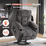 Ultra Wide Power Lift Recliner Chair for Elderly,Rotating Lounge Chair with Hot Massage Heating and Auxiliary Standing Function,Oversized Lazyboy Single Sofa with Cup Holder for Living Room (Grey) Anwick