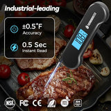 0.5 Sec Instant Read Meat Thermometer Digital with ±0.5℉ Precision, Food Thermometer for Cooking Kitchen Gadgets, Oven Grill Candy BBQ Essentials Accessories, Gifts for Him Dad Men Birthday, Black