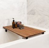 30" x 15" Bridgeport Removable Tub Seat with Natural Teak Wood 3" Slats Seachrome