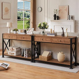HOMBAZAAR Entryway Table,Rustic Console Table with 2 Drawers, Industrial Console Tables with Storage for Entryway, Hallway, Living Room,Brown,47 Inch HOMBAZAAR